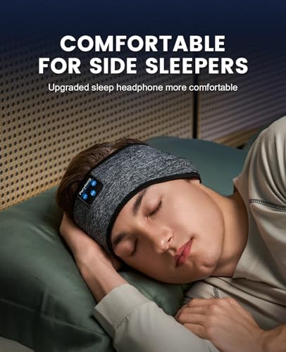 Perytong Sleep Headphones Wireless, Bluetooth Sports Headband Headphones with Ultra-Thin HD Stereo Speakers Perfect for Sleeping,Workout,Jogging,Yoga,Insomnia, Air Travel, Meditation (BlackGrey) - color: BlackGrey