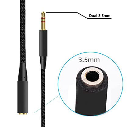 Headphone Splitter 2 in 1 Y-Splitter Replacement Audio Extension Cable Compatible with HyperX Cloud II/Cloud Alpha/Cloud Flight/Cloud Silver/Cloud Flight/CloudX Series Headsets, 6.5FT