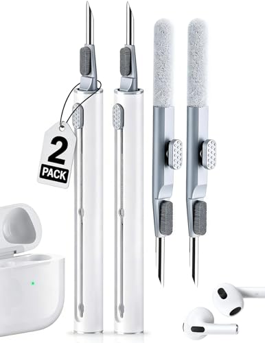 2 Pack Cleaner Kit for Airpods Pro 4 3 2 1, Multi-Function Cleaning Pen Tool with Soft Brush Flocking Sponge for Wireless Earbuds Bluetooth Headphone iPhone Electronics - color: White
