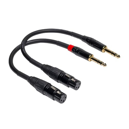 023 6in 1/4 TRS to XLR Female Adapter, 6.35 to XLR Female, XLR to 1/4 Adapter 1/4 Audio Cable 6in/2pack - size: 6 inches