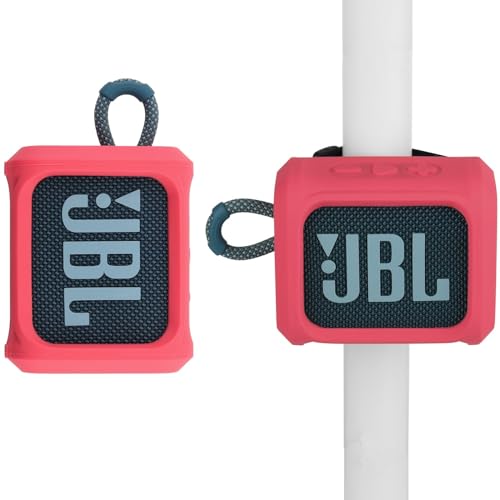 Silicone Case for JBL Go 3 Portable Speaker with Removable Strap for Bike Golf Cart Travel Carrying Case Protective Sleeve Speaker Cover (Red) - color: Red