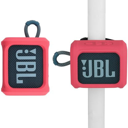 Silicone Case for JBL Go 3 Portable Speaker with Removable Strap for Bike Golf Cart Travel Carrying Case Protective Sleeve Speaker Cover (Red) - color: Red