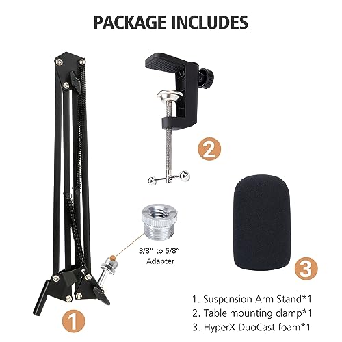 HyperX DuoCast Boom Arm - HyperX Microphone Arm Compatible with HyperX DuoCast, Mic Arm with Microphone Cover, Improve Sound Quality, Microphone Arm for DuoCast by SUNMON - color: HyperX DuoCast Mic Boom Arm