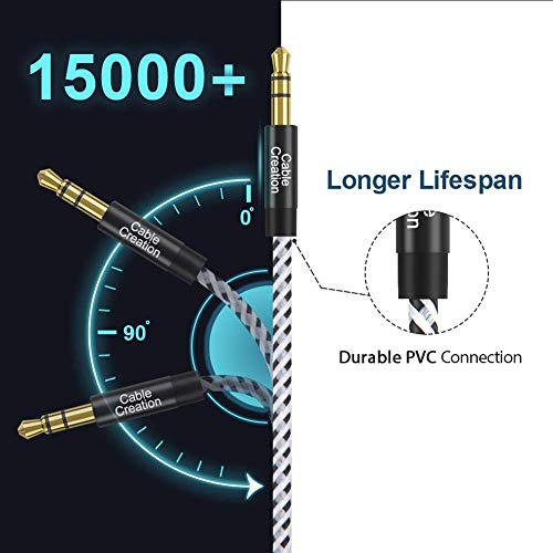 CableCreation 2-Pack 3.5mm Audio Cable 3FT/0.9m,Stereo Jack 3.5mm Aux Cable | 90 Degree Aux Cord for Headphone, Phone, 2018 Mac mini, Surface Dock, iPhones, Speaker, Tablets, Laptops, Car Stereo & More - size: 3 Feet