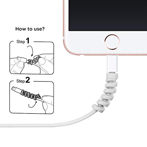 24 Pcs Jetec Charger Cable Protector, Spiral USB Wire Protector,Grey - color: Grey