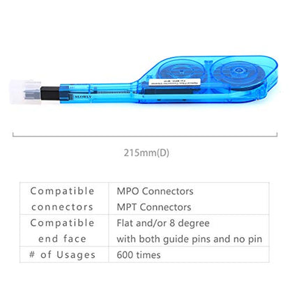 Fiber Optic Cleaning Tool for MPO and MTP Connectors MPO One Click Cleaner, 500 Cycles Cleaning Connector Equipment