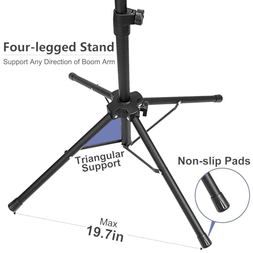 Microphone Stand Floor Mic Stand with Tablet/Phone Holder & 2 Mic Clips