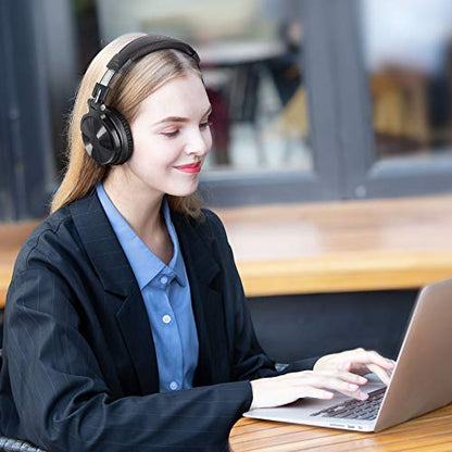OneOdio Pro C Wired & Wireless Over-Ear Headphones, 110H, 50mm Drivers | Wired 3.5mm and wireless Bluetooth modes with 110H playtime, 50mm drivers and HD mic for PC, podcast and studio work - color: Black