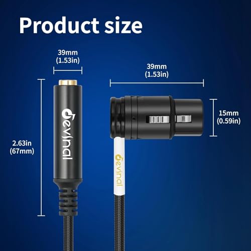 Rotatable Right-Angle XLR to 1/4" Female Cable, Adjustable-Angle Low-Profile XLR Female to 6.35mm TS/TRS Microphone Adapter Connector, 1 FT - color: 635F_XLRF