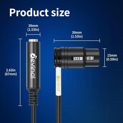 Rotatable Right-Angle XLR to 1/4" Female Cable, Adjustable-Angle Low-Profile XLR Female to 6.35mm TS/TRS Microphone Adapter Connector, 1 FT - color: 635F_XLRF