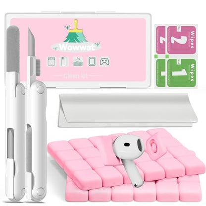 for AirPods Cleaning Kit with Cleaner Pen&Cleaning Putt-Pink | 48 Pack Multifunction Deep Cleaner Tool Headphones for Airpods Pro 4 3 2 1 Generation Phone Charging Port,Earbuds - color: PINK
