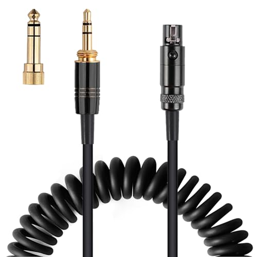 K702 Cable Coiled Aux Cord Compatible with AKG Q701 K712 K240S K240MKII K141 K171 K181 K271 K271S K241 K175 K275 Headphone Audio Cable Wire with 6.35mm Adapter