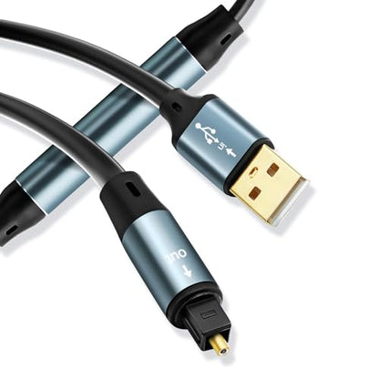Unidirectional USB A to Toslink Digital Optical Audio Cable 6FT USB A Male to SPDIF Port Male Fiber Optic Adapter for Windows/Laptops/Mac(Not for TVs, Not an Optical to USB A Cable)