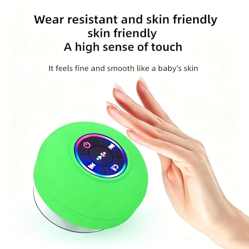 Mini Bluetooth Shower Speaker Green, Silicone Suction Cup Portable Speaker with LED Lights, IPX4 Waterproof, Built in Mic, for Bathroom Kitchen Outdoors, Ideal Gifts (Green) - color: Green
