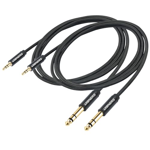 3.3FT 3.5mm Male to 6.35mm Male TRS Stereo Audio Cable, Black Spray-Paint Shell, 1/4 Inch to 1/8 Inch Jack Converter Braided Cable for Headphones, Instruments, Speakers 2-Pack - color: 3.3FT - 2Pack