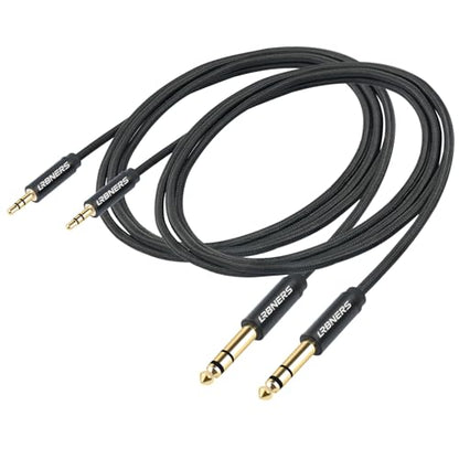 3.3FT 3.5mm Male to 6.35mm Male TRS Stereo Audio Cable, Black Spray-Paint Shell, 1/4 Inch to 1/8 Inch Jack Converter Braided Cable for Headphones, Instruments, Speakers 2-Pack - color: 3.3FT - 2Pack