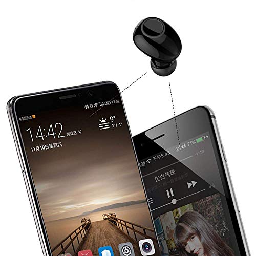 Single Earbud Bluetooth Earpiece,Cellphone Wireless Mic Headset 10Hr | Low Profile Ear Bud,Compatible with iPhone Android Phone TV,Handsfree Mini Headphone for Work Office Truck Car Driving