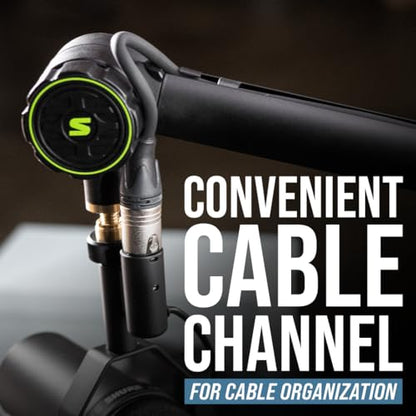 Shure by Gator Deluxe Broadcast Desktop Mic Boom Arm (SH-BROADCAST1) | Fully adjustable with a quiet 360-degree arm for podcasts and streaming. Compatible with MV7 & SM7B