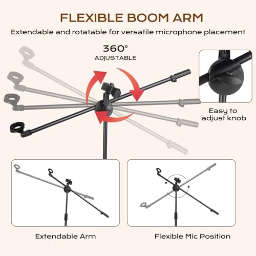 Bullfighter Mic Stand Floor Universal Adjustable Tripod Microphone Stand,Dual-Use Mic Boom Stands,Stable On Stage Mic Stand for Singing,Live Streaming,Karaoke,Events & Studio Church Metting