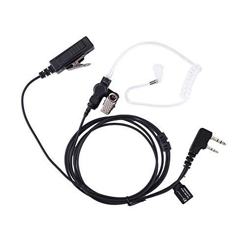 K-Storm Radio Acoustic Tube Earpiece Compatible with Kenwood Walkie Talkie | 2 Pin Surveillance Headset with Mic Fit Baofong UV-5R BF-F8HP Retevis RT21 RT22 Arcshell AR-5 - style: 1 pack