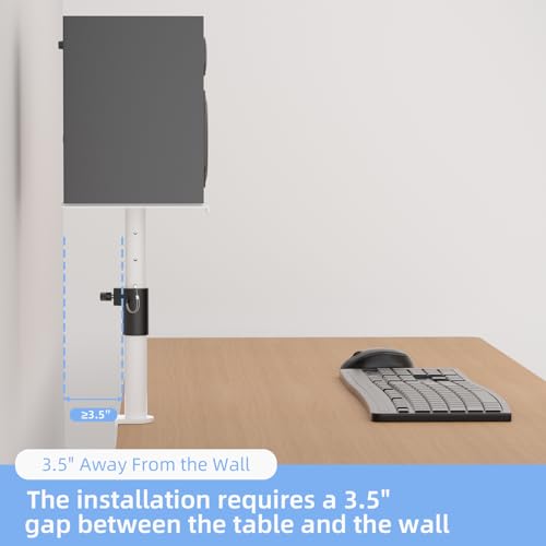 suptek Clamp-on Speaker Stand Desk Mount Set, Height Adjustment, Swivel, 9.6 x 8.8 inch Trays, Universal Audio Holders for Computer and Bookshelf Speakers, Elevated Sound, 2 Pack, White, SDM001GW - color: White, size: Fixed Speaker Stands