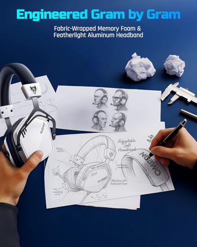 NUBWO HG03 USB-A Gaming Headset with 7.1 Surround and FPS Sound, Wired Headphones with Noise Canceling Mic, Comfortable Design for PC, Laptop - White