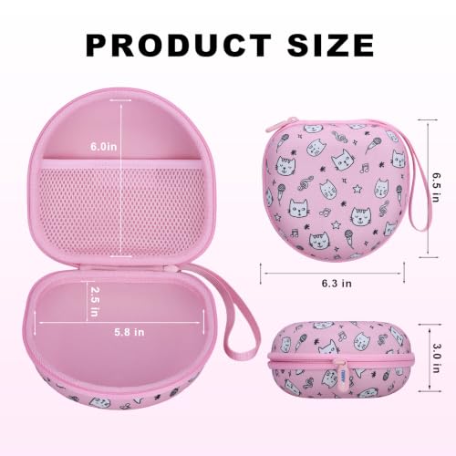 Kids Headphone Case for Tonies/iClever/Acer, Cat Pink(Case Only) | for iClever BTH12 HS19 BTH22 BTH20 BTH18 BTH26/JBL Junior 320BT/MIDOLA/JoySpark/eKids/ ADOOPE/JLab Girls Boy Kids Headphone - color: Kitten Print-Pink