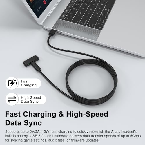 Zosvoses USB-C to USB-A Adapter Cable Compatible with SteelSeries Arctis 7X, Arctis 7P, Arctis 1 Wireless Gaming Headset Audio Transmitter Adapter, 4.9ft