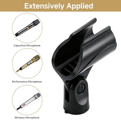 2-Pack Microphone Clip Holder，Adjustable Mic Clip with 5/8 to 3/8 Inch Screw Adapter, Universal Microphone Holder for Mic Stands and Wireless, Dynamic Mic Accessory
