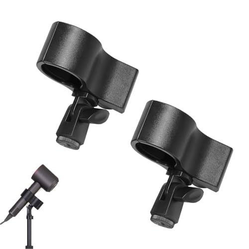 2 Pack Universal Hair Dryer Clip Holder with 1/4''-20 Thread Adapter Blow Dryer Holder Clamps Converter for Hair Dryer Stand Phone Tripod Camera Tripod Light Stand Microphone Stand Boom Arm