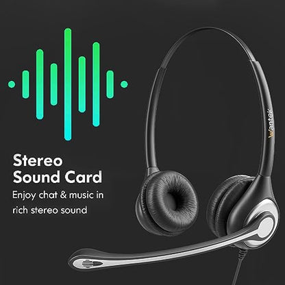 Wantek USB Headset with Mic for PC, On-Ear Computer Laptop Headphones with Noise Cancelling Microphone in-line Control for Home Office Online Class Skype Zoom - color: Dark Black