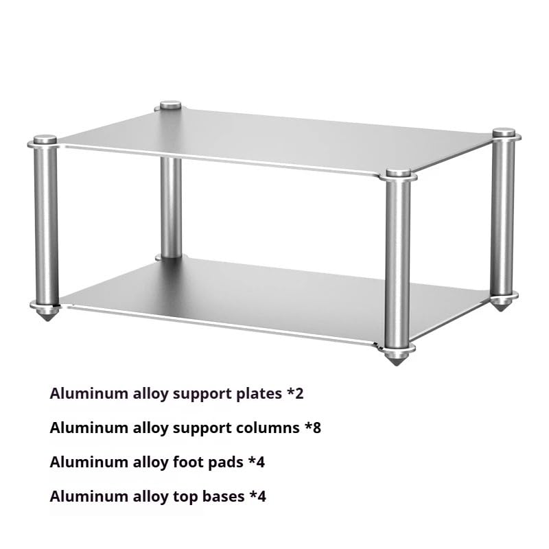 Desktop HiFi Audio Rack Modular Isolation Stand for DAC Amp, 2-Tier | Aluminum Alloy Hi-Fi Audio Rack, Full Metal, Audio Component Shelf With Shock Absorption Feet Two-Layer (293 x 200 x 131mm) - size: Two-Layer (293 x 200 x 131mm)
