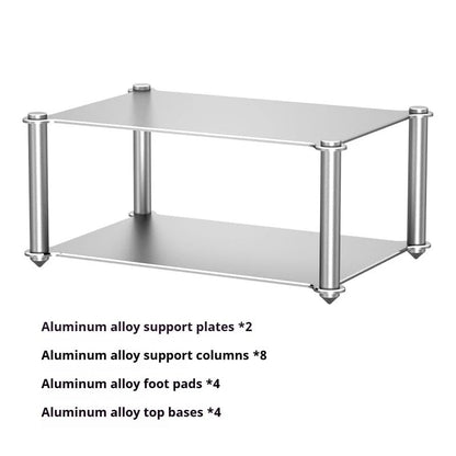 Desktop HiFi Audio Rack Modular Isolation Stand for DAC Amp, 2-Tier | Aluminum Alloy Hi-Fi Audio Rack, Full Metal, Audio Component Shelf With Shock Absorption Feet Two-Layer (293 x 200 x 131mm) - size: Two-Layer (293 x 200 x 131mm)