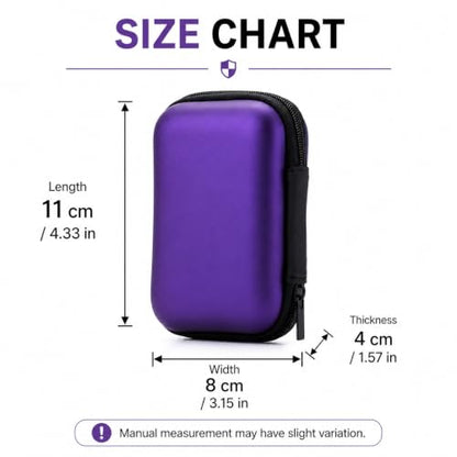 Headphone Case Hard Edge Zipper Bag Compact Portable Headset Storage Bag for Wireless,Headphones Earbuds Cables Charging Cable Travel Waterproof Commuting Home - color: Purple