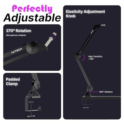 Microphone Boom Arm Stand, Heavy Duty Adjustable Mic Stand with Cable Ties, Desk Mount Arm Stand for Gaming Streaming Podcasting. - color: MI06 MEDIUM