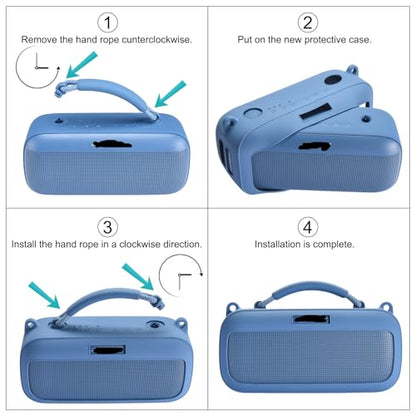 Silicone Protective Case for Bose SoundLink Max Wireless Bluetooth Speaker with Adjustable Shoulder Strap Durable Lightweight and Stylish (Blue) - color: Blue