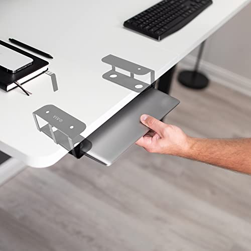 VIVO Universal Under Desk Laptop Storage Mount, Tablet Mounting Brackets, Under Table Hidden Docking Station Holder, Multimedia Device Bracket, 3 Parts, Mount-UDLS1