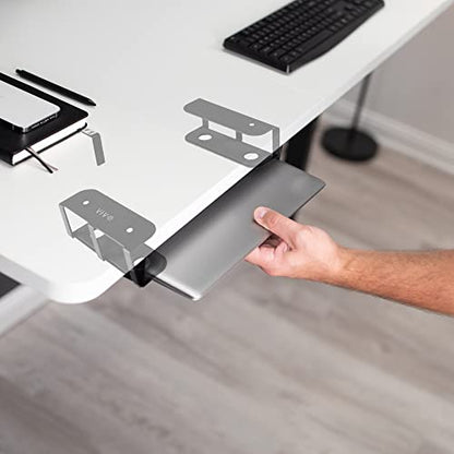 VIVO Universal Under Desk Laptop Storage Mount, Tablet Mounting Brackets, Under Table Hidden Docking Station Holder, Multimedia Device Bracket, 3 Parts, Mount-UDLS1