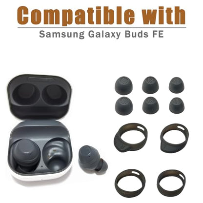 Silicone Ear Tip & Ear Wing for Samsung Galaxy Buds FE Replacement - color: Gray