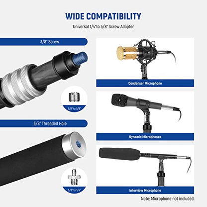 NEEWER Upgraded Microphone Boom Pole, 9.8ft/300cm Telescopic Carbon Fiber Mic Boom Arm with 5 Sections, 1/4” 3/8” 5/8” Screw Adapters, Cable Straps, Shoulder Strap & Storage Bag, MS-300C - style: MS-300C