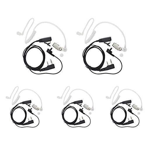 KENMAX® 2 Pin Air Covert Acoustic Earpiece Headset for Two Way Radio Kenwood PUXING Baofeng UV-3R Plus UV-5R UV-5RA 888S - color: Pack of 5