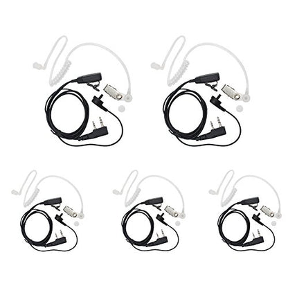 KENMAX® 2 Pin Air Covert Acoustic Earpiece Headset for Two Way Radio Kenwood PUXING Baofeng UV-3R Plus UV-5R UV-5RA 888S - color: Pack of 5
