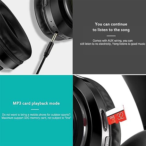 LED Bluetooth Over-Ear Headphones Blue w/ Mic HiFi Foldable Wired Wireless | Colorful LED Over-Ear Bluetooth Headphones Blue, HiFi Stereo with Mic, Foldable Wired Wireless for Gaming Classroom Gift - color: Blue