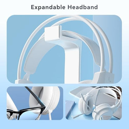 Over-Ear Wired Headphones with Microphone, 3.5mm Plug in Headphones, Noise Isolating & Stereo, Lightweight Portable Headsets for Smartphone, Tablet, Computer, Mp3/4, White - color: White
