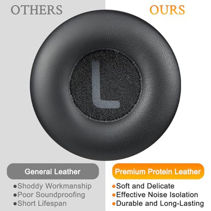 SOULWIT Earpads Replacement for JBL Tune 600(T600BTNC 600BTNC)/660(T660NC 660NC)/670(T670NC 670NC) Headphones, Ear Pads Cushions with Soft Protein Leather, Noise Isolation Foam - Black - color: Black