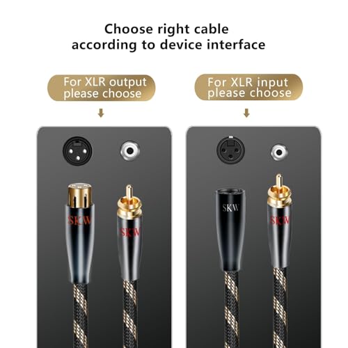 SKW Single XLR Female to RCA Male Cable, BG Series Ultra-high Purity Copper Audio Cable 9.8ft/3M (1 Cable) - color: XLR Female to RCA Male, size: 9.8 ft (3 m)