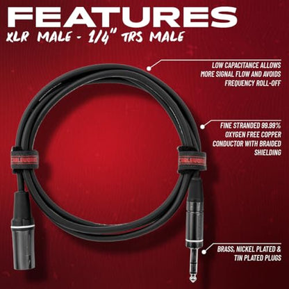 by Gator Cases Composer Series Deluxe 18 Inch XLR Male to TRS Cable, (GCWC-XLR-18INMTRS) - size: 18 Inch, style: TRS/XLR Male