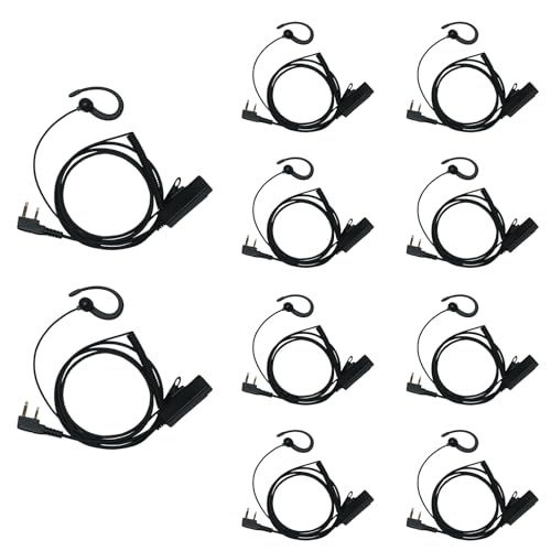 10 Pack Walkie Talkie Earpiece Headset with MIC PTT ，C-Shape | Compatible with Baofeng UV-5R BF-888S BF-F8HP BF-F9 Kenwood TK-2107 TK-3107 H777 RT7 RT21 Two Way Radios