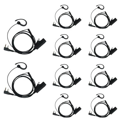 10 Pack Walkie Talkie Earpiece Headset with MIC PTT ，C-Shape | Compatible with Baofeng UV-5R BF-888S BF-F8HP BF-F9 Kenwood TK-2107 TK-3107 H777 RT7 RT21 Two Way Radios
