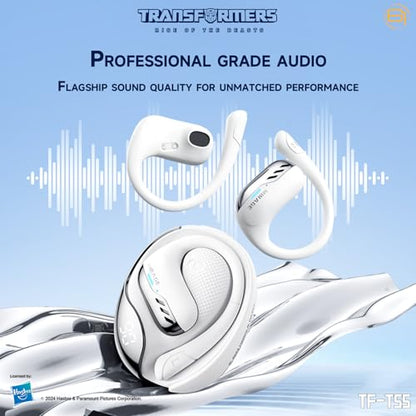 Transformers Earbuds T55, Bluetooth Wireless Gaming Earbuds with Mic, Open-Back in Ear Earbuds, Low Latency, HiFi Calling, Dual Modes, LED Display (Mirage White) - color: Mirage White
